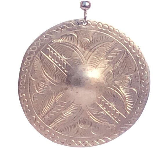 Vintage Tooled Silver Tone Sombrero Disc Earrings Southwestern Western - Picture 3 of 4